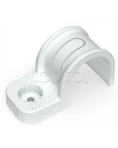 Крепеж-скоба пластиковая односторонняя для прямого монтажа белая в п/э д25 Промрукав (PR13.0378) в Хабаровске Держатели, клипсы, скобы Pintop.ru