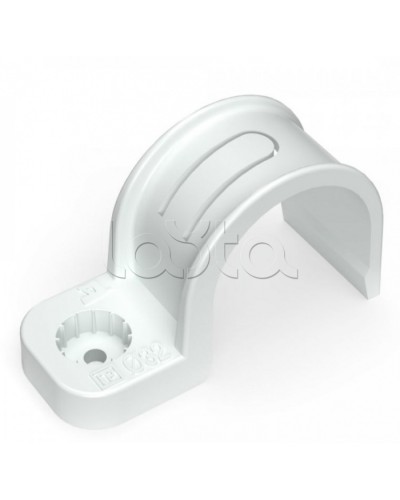 Крепеж-скоба пластиковая односторонняя для прямого монтажа белая в п/э д32 Промрукав (PR13.0379) в Хабаровске Держатели, клипсы, скобы Pintop.ru