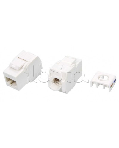 Вставка Keystone Jack RJ-45(8P8C) Hyperline KJ8-8P8C-C6-180-TLS-WH в Хабаровске Модули Keystone Pintop.ru