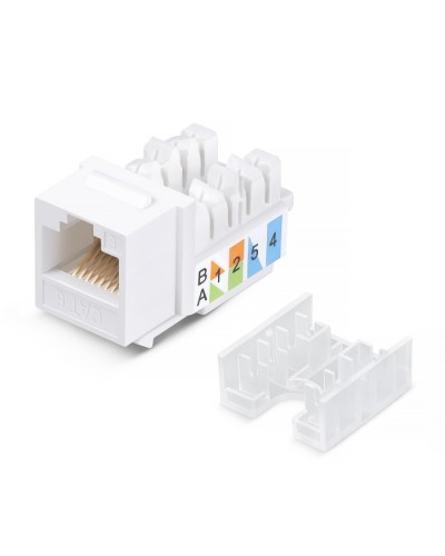 Вставка Keystone Jack RJ-45, категория 6, заделка тип 110, белая, со стяжкой Cabeus KJ-RJ45-Cat.6-90-SW в Хабаровске Модули Keystone Pintop.ru