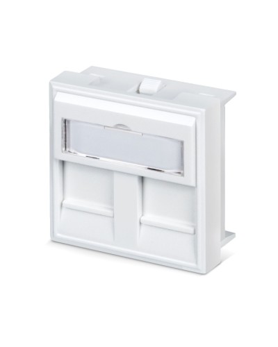 Вставка 45x45 (Mosaic) для 2 модулей формата Keystone Jack с маркером (FP-45-2M) Пожтехкабель СКС (202-032) в Хабаровске Модули Keystone Pintop.ru