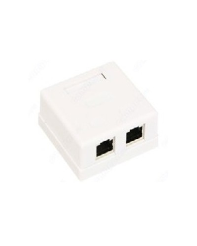Розетка компьютерная RJ-45 (8P8C), категория 5e, двойная, внешняя (настенная), Dual IDC, экранированная, белая в Хабаровске Розетки компьютерные и телефонные Pintop.ru
