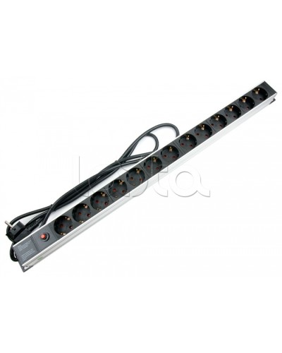 Блок евророзеток для 19 шкафов, 13 розеток, фильтр, 16 A Cabeus PDU-13P-F-2EU в Хабаровске Блоки розеток Pintop.ru