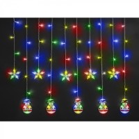 Гирлянда Navigator 95 024 NGF-D037-01 (бахрома звезды и снеговики WW 3*0.6м IP20